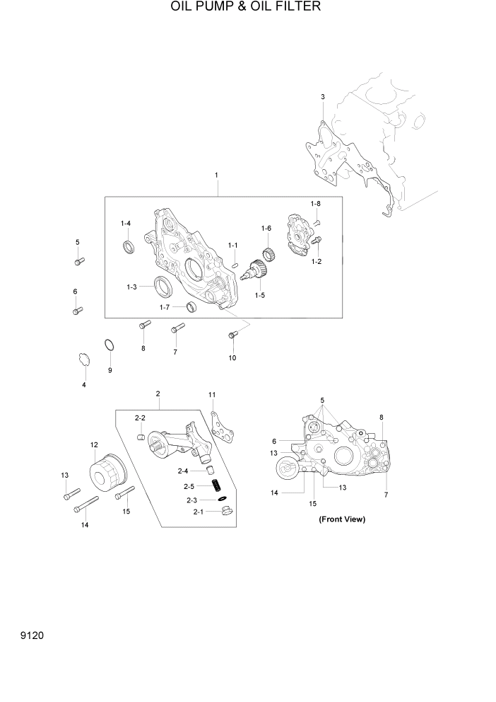 Схема запчастей Hyundai HLF15/HLF18-2 - PAGE 9120 OIL PUMP & OIL FILTER ДВИГАТЕЛЬ БАЗА