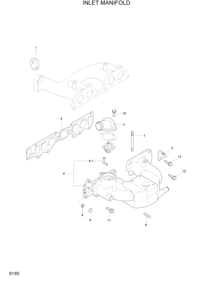 Схема запчастей Hyundai HLF15/HLF18-2 - PAGE 9180 INLET MANIFOLD ДВИГАТЕЛЬ БАЗА