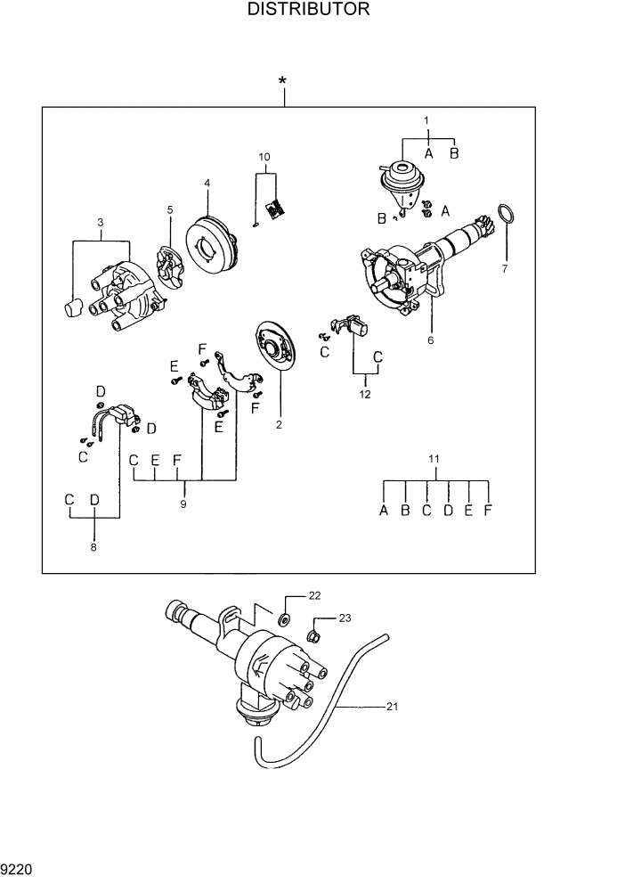 Схема запчастей Hyundai HLF15/HLF18-2 - PAGE 9220 DISTRIBUTOR ДВИГАТЕЛЬ БАЗА