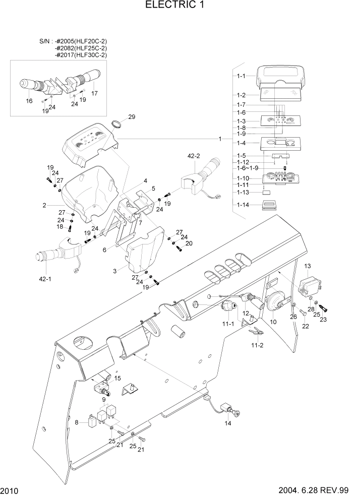 Схема запчастей Hyundai HLF20/HLF25/HLF30C-2 - PAGE 2010 ELECTRIC 1 ЭЛЕКТРИЧЕСКАЯ СИСТЕМА