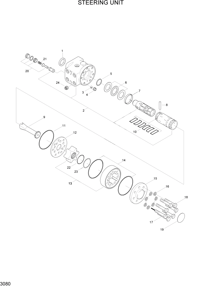 Схема запчастей Hyundai HLF20/HLF25/HLF30C-2 - PAGE 3080 STEERING UNIT ГИДРАВЛИЧЕСКАЯ СИСТЕМА