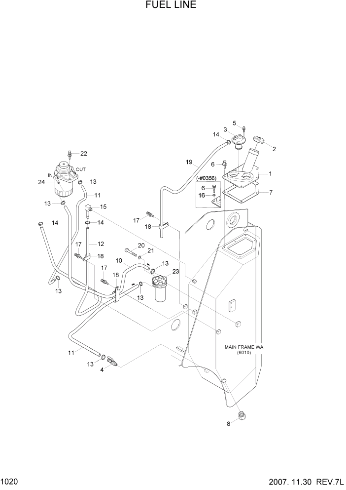 Схема запчастей Hyundai HSL650-7 - PAGE 1020 FUEL LINE ДВИГАТЕЛЬ