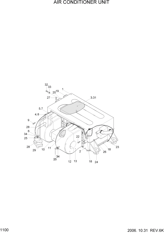 Схема запчастей Hyundai HSL650-7 - PAGE 1100 AIR CONDITIONER UNIT ДВИГАТЕЛЬ