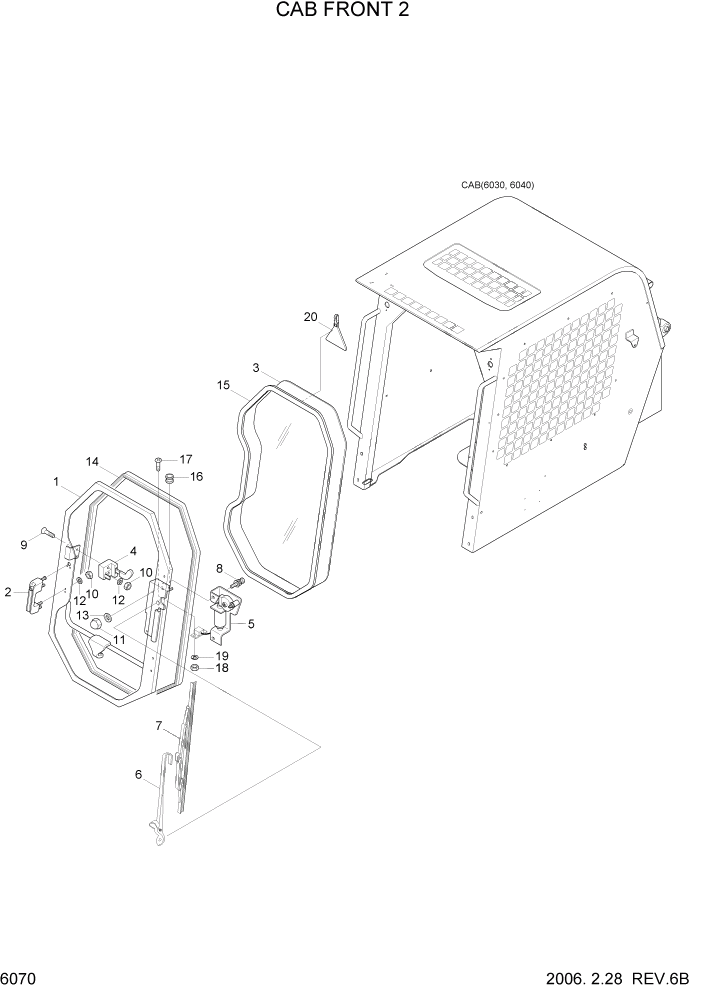 Схема запчастей Hyundai HSL650-7 - PAGE 6070 CAB FRONT 2 СТРУКТУРА