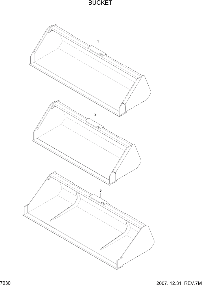 Схема запчастей Hyundai HSL650-7 - PAGE 7030 BUCKET РАБОЧЕЕ ОБОРУДОВАНИЕ