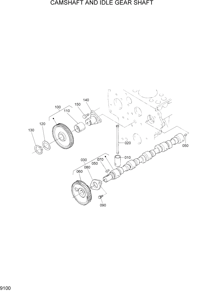 Схема запчастей Hyundai HSL650-7 - PAGE 9100 CAMSHAFT AND IDLE GEAR SHAFT ДВИГАТЕЛЬ БАЗА