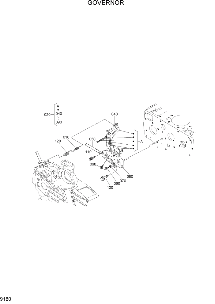Схема запчастей Hyundai HSL650-7 - PAGE 9180 GOVERNOR ДВИГАТЕЛЬ БАЗА