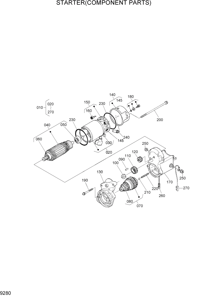 Схема запчастей Hyundai HSL650-7 - PAGE 9280 STARTER(COMPONENT PARTS) ДВИГАТЕЛЬ БАЗА