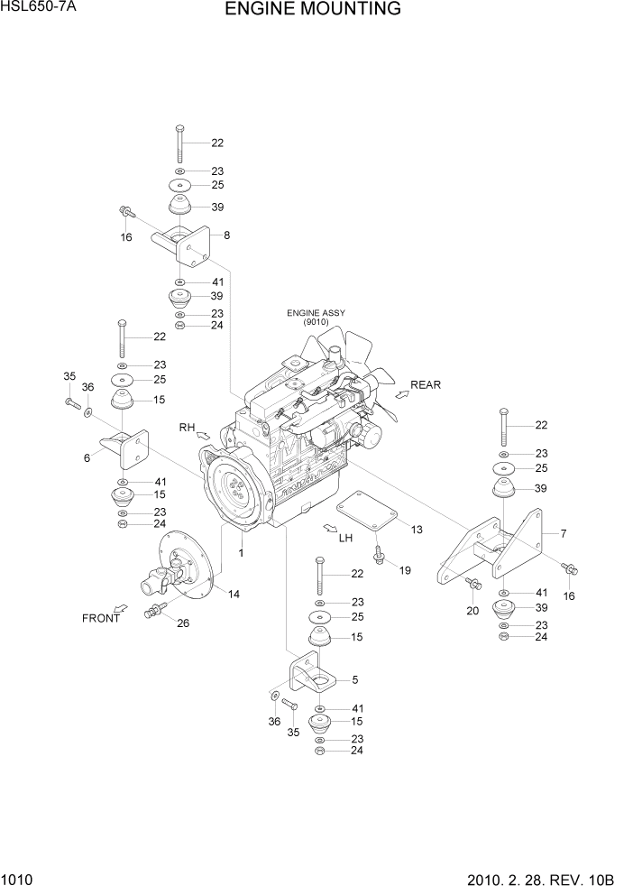 Схема запчастей Hyundai HSL650-7A - PAGE 1010 ENGINE MOUNTING ДВИГАТЕЛЬ