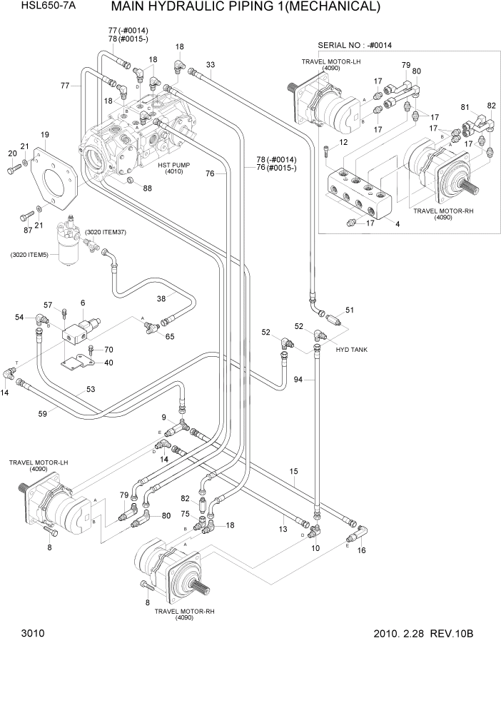 Схема запчастей Hyundai HSL650-7A - PAGE 3010 MAIN HYDRAULIC PIPING 1(MECHANICAL) ГИДРАВЛИЧЕСКАЯ СИСТЕМА