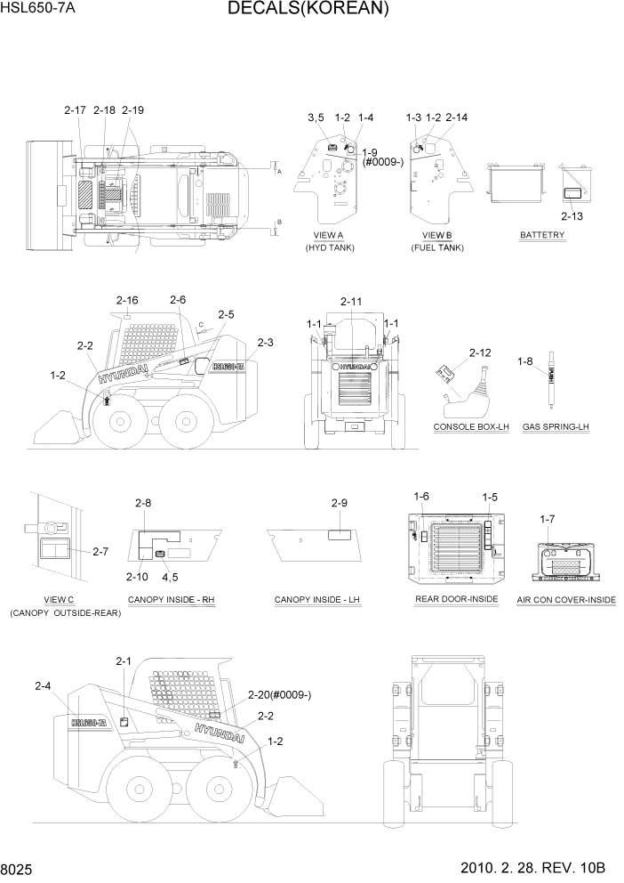 Схема запчастей Hyundai HSL650-7A - PAGE 8025 DECALS(KOREAN) ДРУГИЕ ЧАСТИ