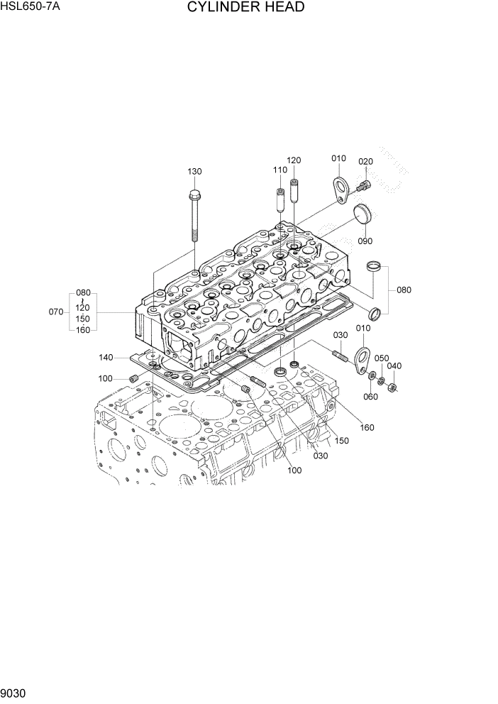 Схема запчастей Hyundai HSL650-7A - PAGE 9030 CYLINDER HEAD ДВИГАТЕЛЬ БАЗА
