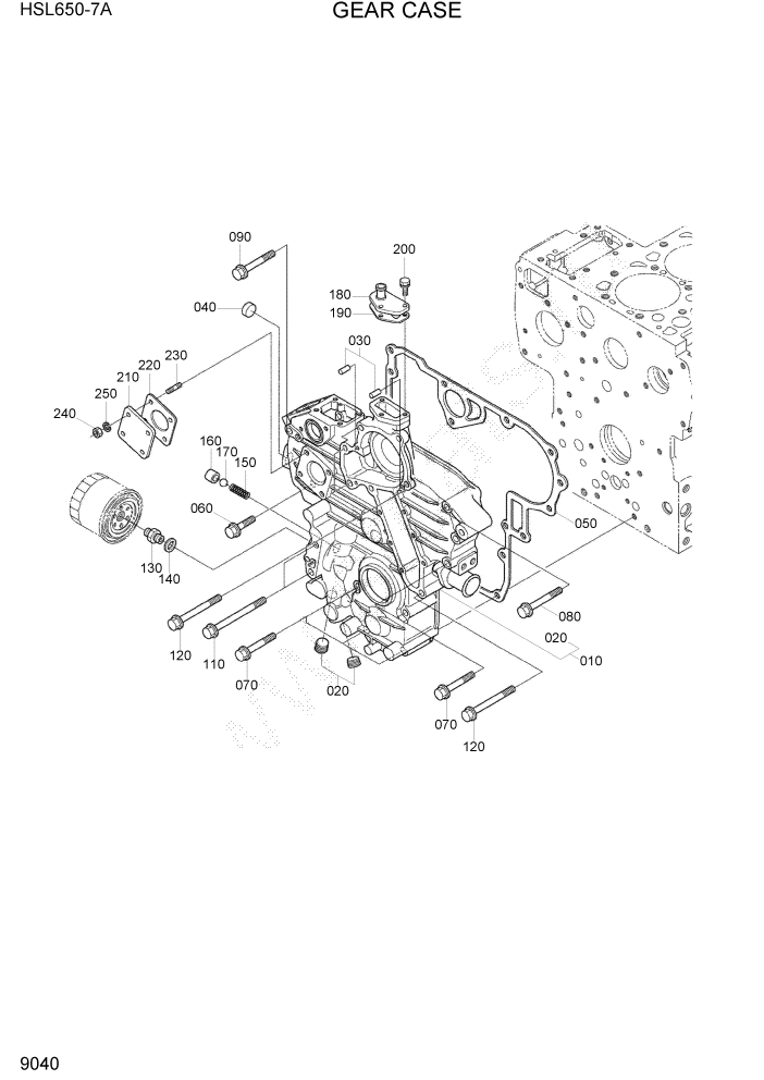 Схема запчастей Hyundai HSL650-7A - PAGE 9040 GEAR CASE ДВИГАТЕЛЬ БАЗА
