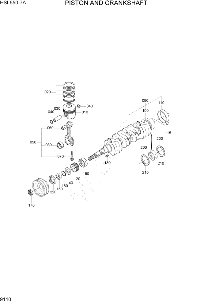 Схема запчастей Hyundai HSL650-7A - PAGE 9110 PISTON AND CRANKSHAFT ДВИГАТЕЛЬ БАЗА