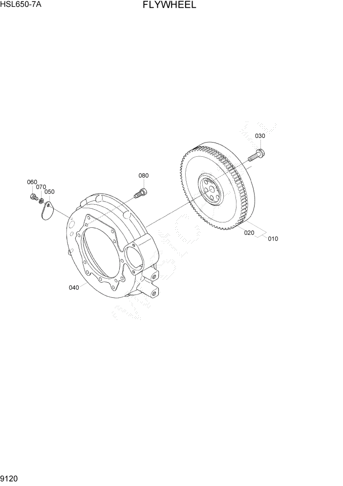 Схема запчастей Hyundai HSL650-7A - PAGE 9120 FLYWHEEL ДВИГАТЕЛЬ БАЗА