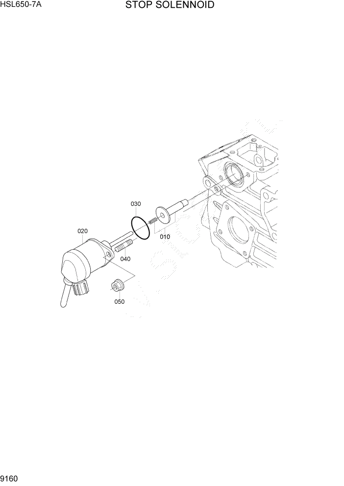Схема запчастей Hyundai HSL650-7A - PAGE 9160 STOP SOLENOID ДВИГАТЕЛЬ БАЗА