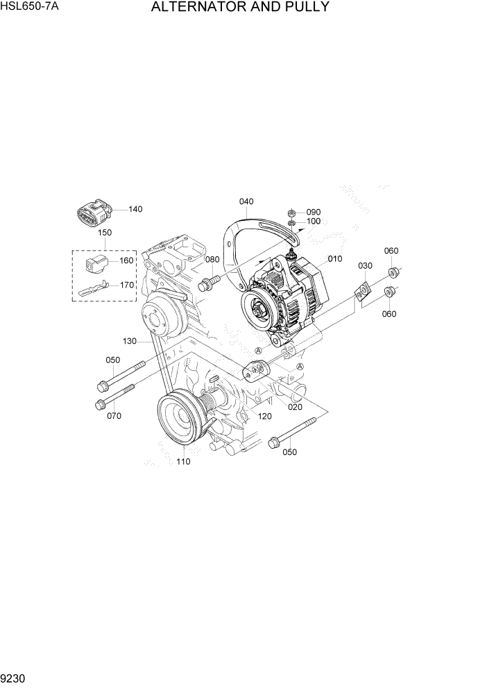 Схема запчастей Hyundai HSL650-7A - PAGE 9230 ALTERNATOR AND PULLEY ДВИГАТЕЛЬ БАЗА