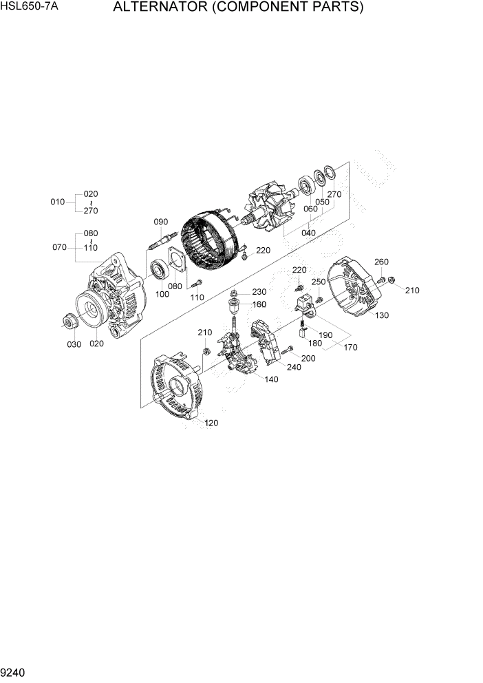 Схема запчастей Hyundai HSL650-7A - PAGE 9240 ALTERNATOR(COMPONENT PARTS) ДВИГАТЕЛЬ БАЗА