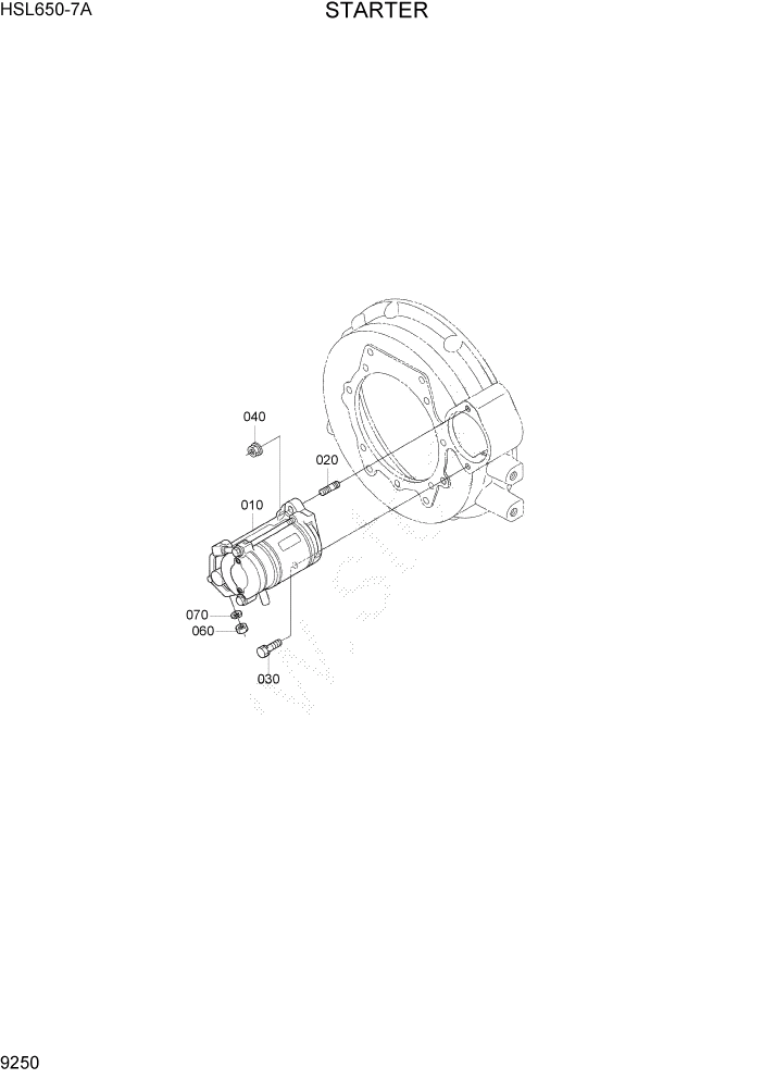 Схема запчастей Hyundai HSL650-7A - PAGE 9250 STARTER ДВИГАТЕЛЬ БАЗА