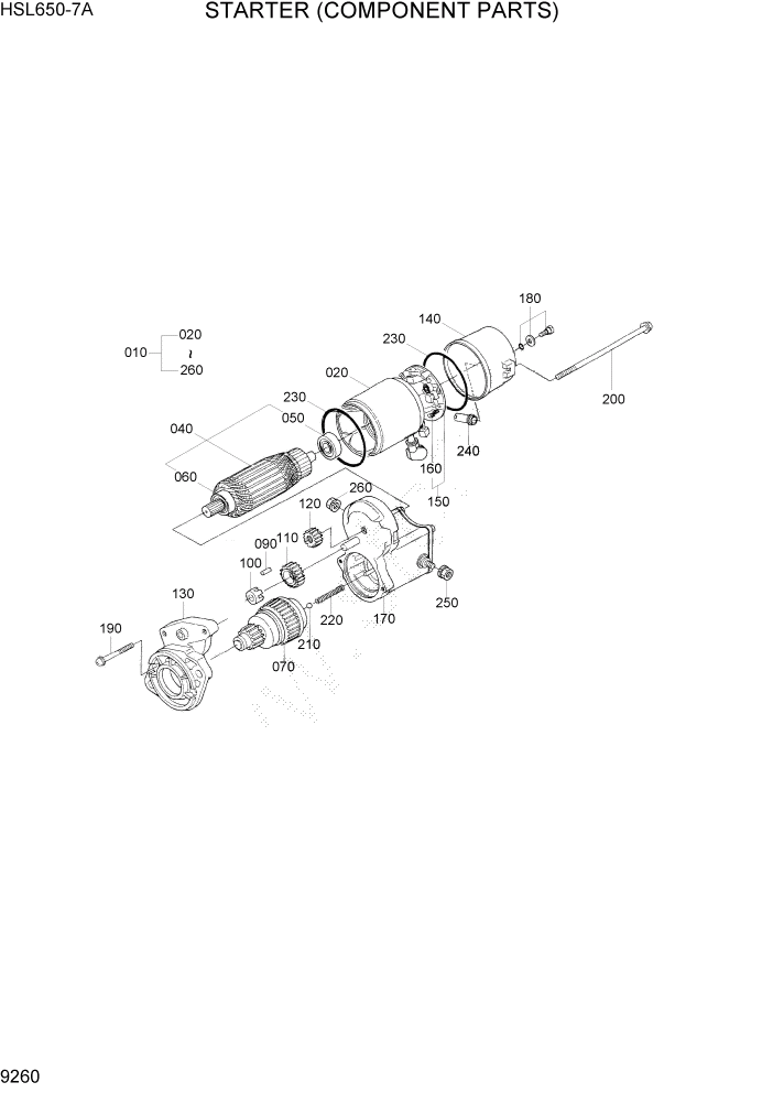 Схема запчастей Hyundai HSL650-7A - PAGE 9260 STARTER(COMPONENT PARTS) ДВИГАТЕЛЬ БАЗА