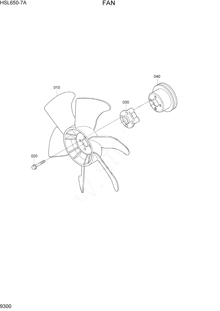 Схема запчастей Hyundai HSL650-7A - PAGE 9300 FAN ДВИГАТЕЛЬ БАЗА