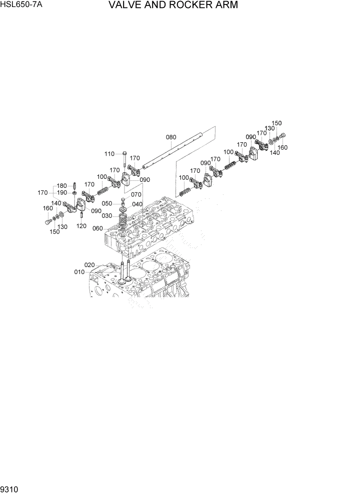 Схема запчастей Hyundai HSL650-7A - PAGE 9310 VALVE AND ROCKER ARM ДВИГАТЕЛЬ БАЗА