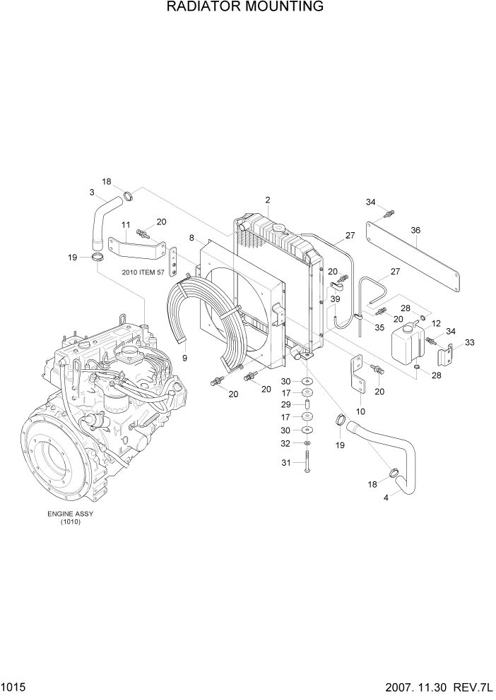 Схема запчастей Hyundai HSL800-7 - PAGE 1015 RADIATOR MOUNTING ДВИГАТЕЛЬ