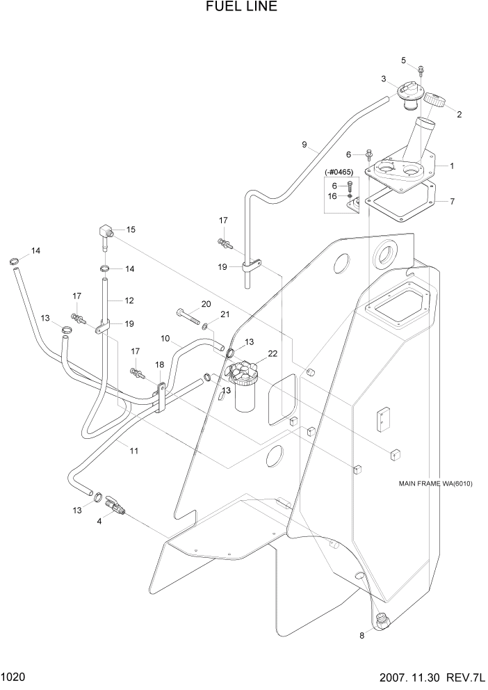 Схема запчастей Hyundai HSL800-7 - PAGE 1020 FUEL LINE ДВИГАТЕЛЬ