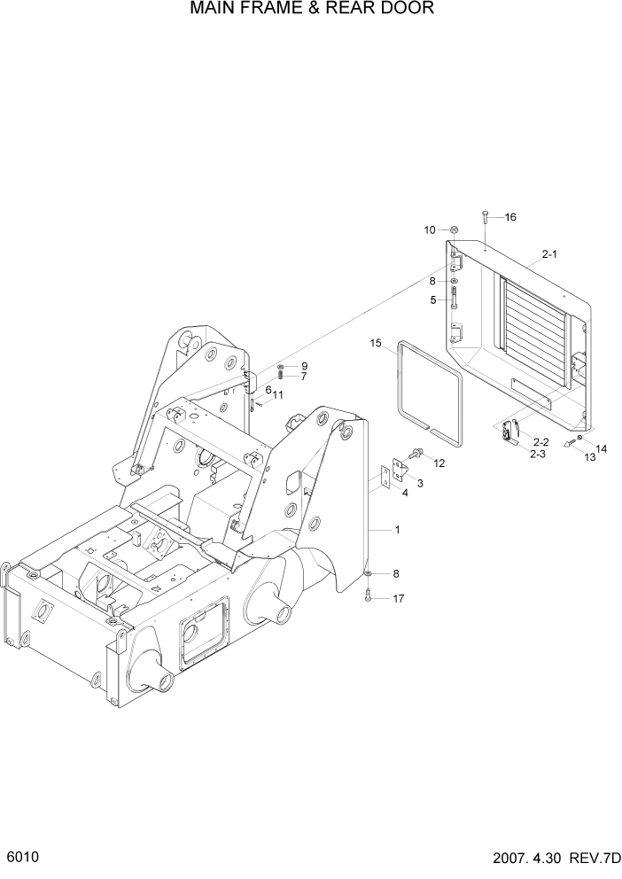 Схема запчастей Hyundai HSL800-7 - PAGE 6010 MAIN FRAME AND REAR DOOR СТРУКТУРА