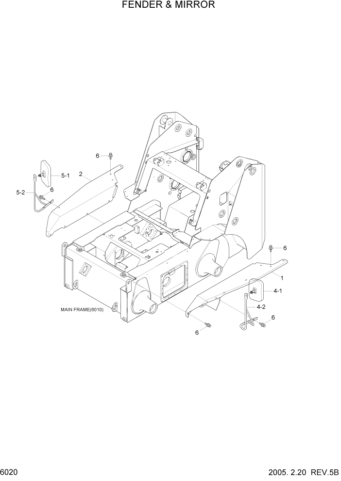 Схема запчастей Hyundai HSL800-7 - PAGE 6020 FENDER & MIRROR СТРУКТУРА