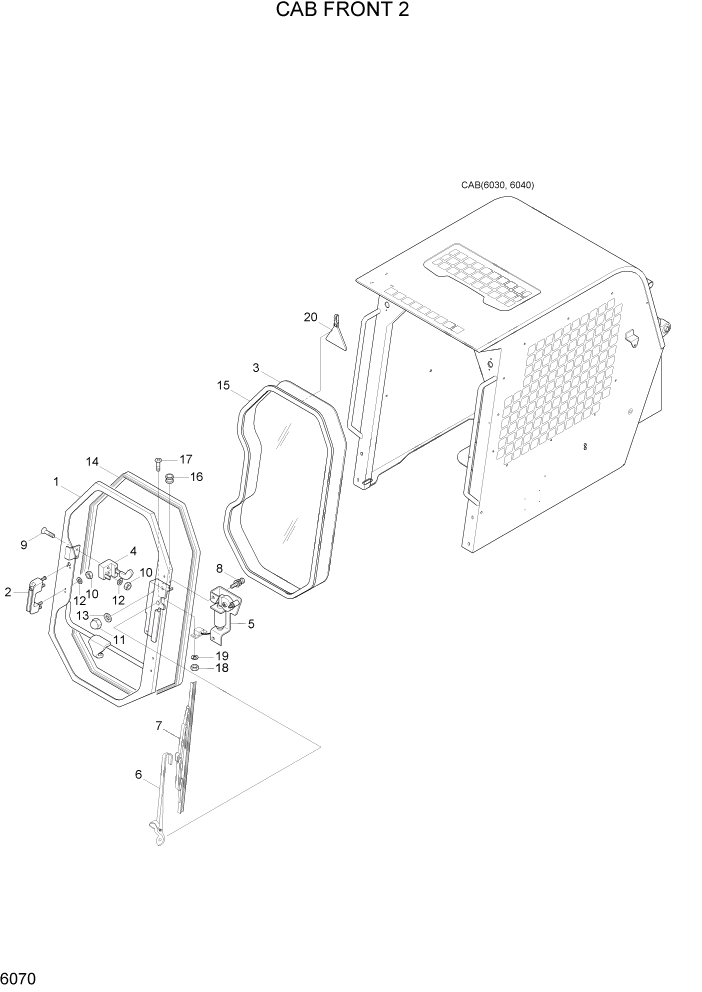 Схема запчастей Hyundai HSL800-7 - PAGE 6070 CAB FRONT 2 СТРУКТУРА