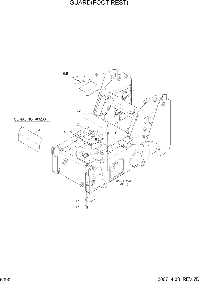 Схема запчастей Hyundai HSL800-7 - PAGE 6090 GUARD(FOOT REST) СТРУКТУРА