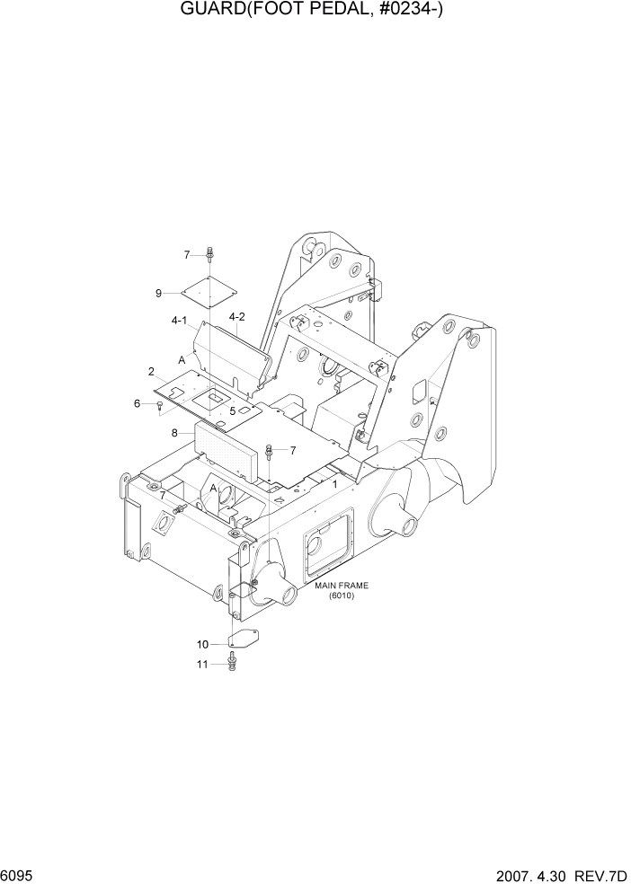 Схема запчастей Hyundai HSL800-7 - PAGE 6095 GUARD(FOOT PEDAL, #0234-) СТРУКТУРА