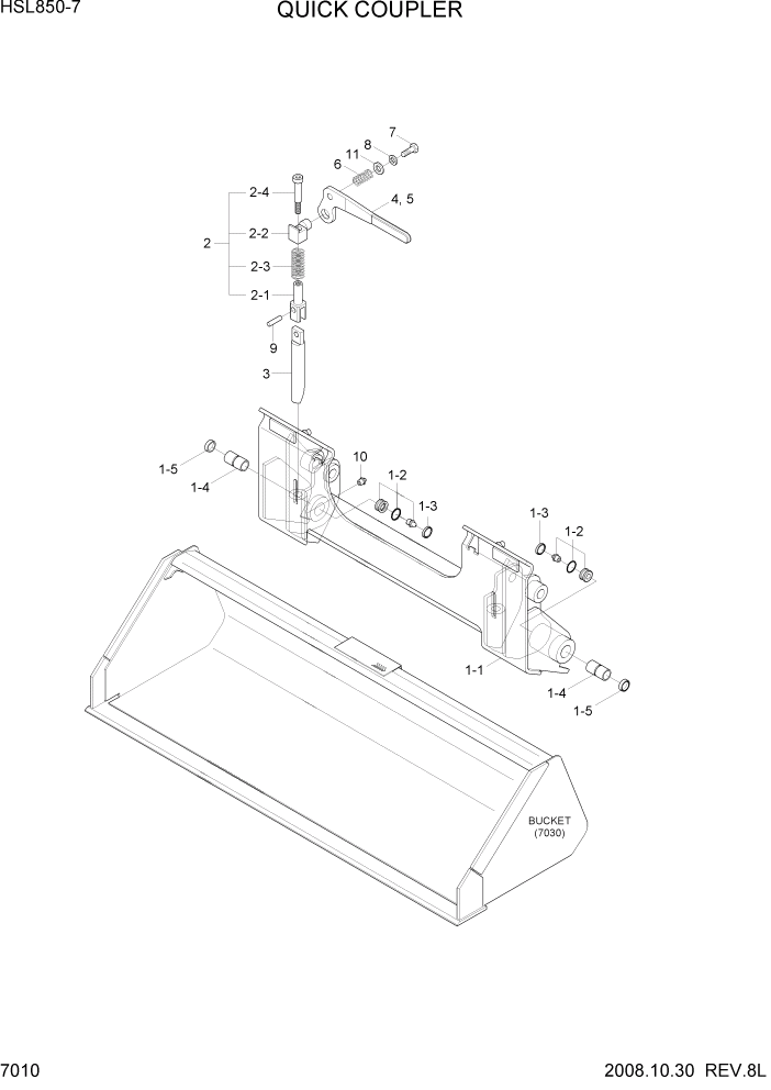Схема запчастей Hyundai HSL800-7 - PAGE 7010 QUICK COUPLER РАБОЧЕЕ ОБОРУДОВАНИЕ