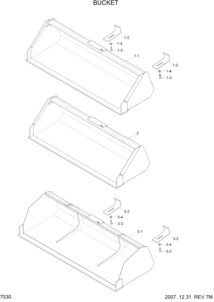 Схема запчастей Hyundai HSL800-7 - PAGE 7030 BUCKET РАБОЧЕЕ ОБОРУДОВАНИЕ