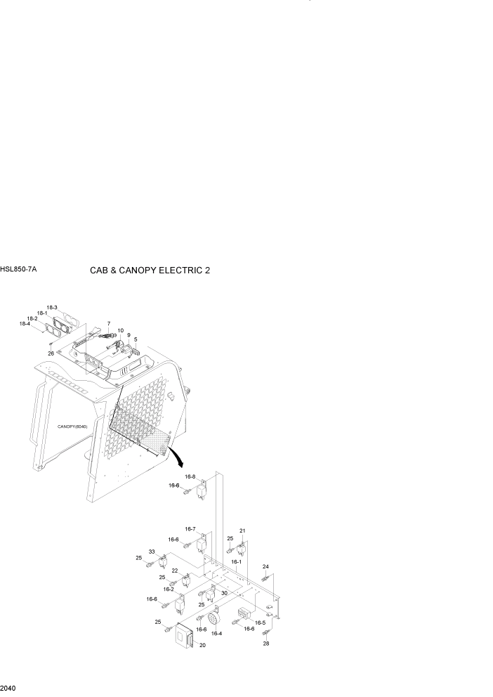 Схема запчастей Hyundai HSL850-7A - PAGE 2040 CAB & CANOPY ELECTRIC 2 ЭЛЕКТРИЧЕСКАЯ СИСТЕМА