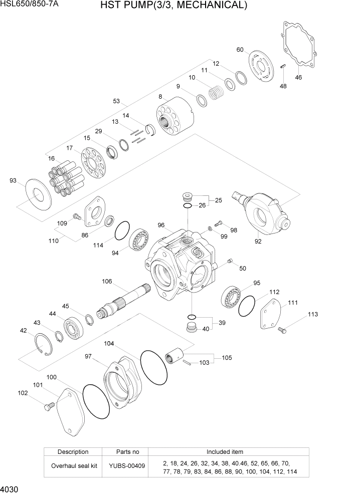 Схема запчастей Hyundai HSL850-7A - PAGE 4030 HST PUMP(3/3, MECHANICAL) ГИДРАВЛИЧЕСКИЕ КОМПОНЕНТЫ