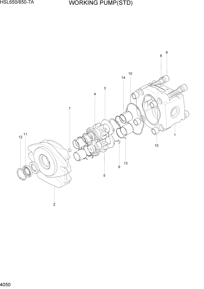 Схема запчастей Hyundai HSL850-7A - PAGE 4050 WORKING PUMP(STD) ГИДРАВЛИЧЕСКИЕ КОМПОНЕНТЫ