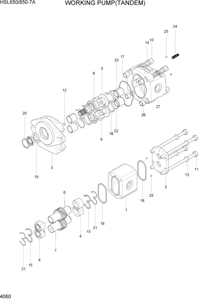 Схема запчастей Hyundai HSL850-7A - PAGE 4060 WORKING PUMP(TANDEM) ГИДРАВЛИЧЕСКИЕ КОМПОНЕНТЫ