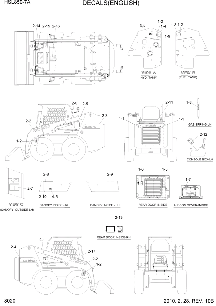 Схема запчастей Hyundai HSL850-7A - PAGE 8020 DECALS(ENGLISH) ДРУГИЕ ЧАСТИ