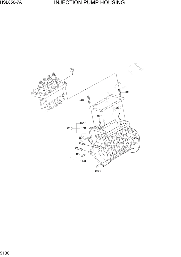 Схема запчастей Hyundai HSL850-7A - PAGE 9130 INJECTION PUMP HOUSING ДВИГАТЕЛЬ БАЗА