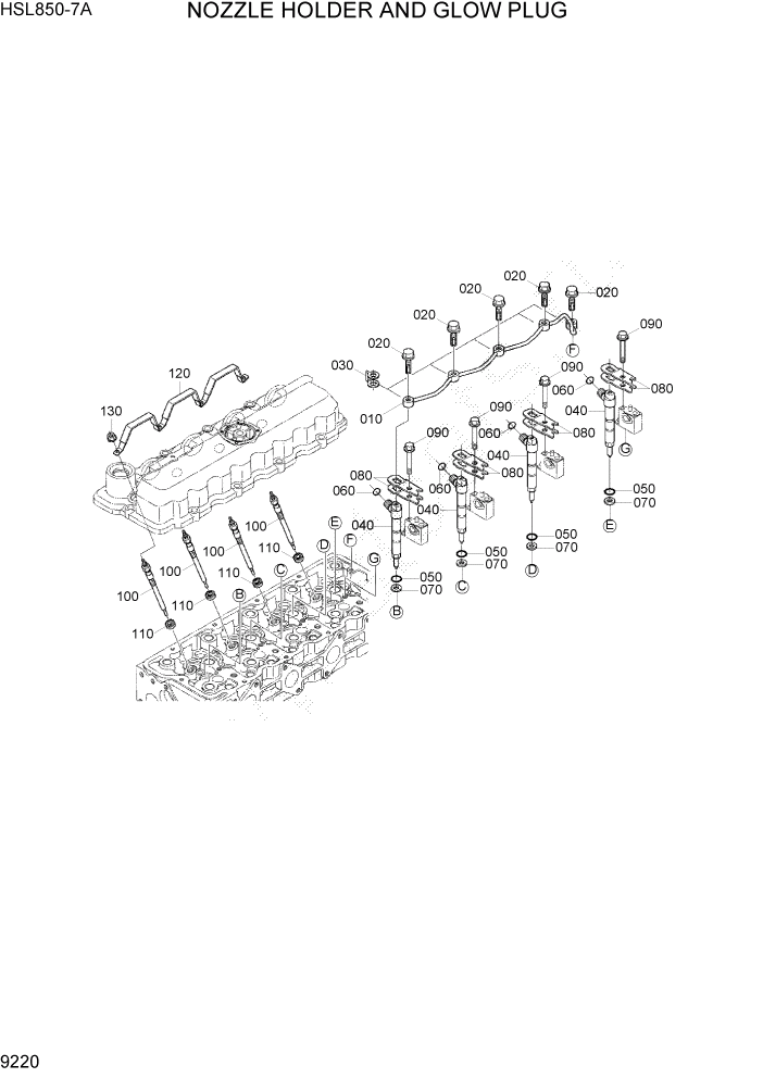 Схема запчастей Hyundai HSL850-7A - PAGE 9220 NOZZLE HOLDER AND GLOW PLUG ДВИГАТЕЛЬ БАЗА