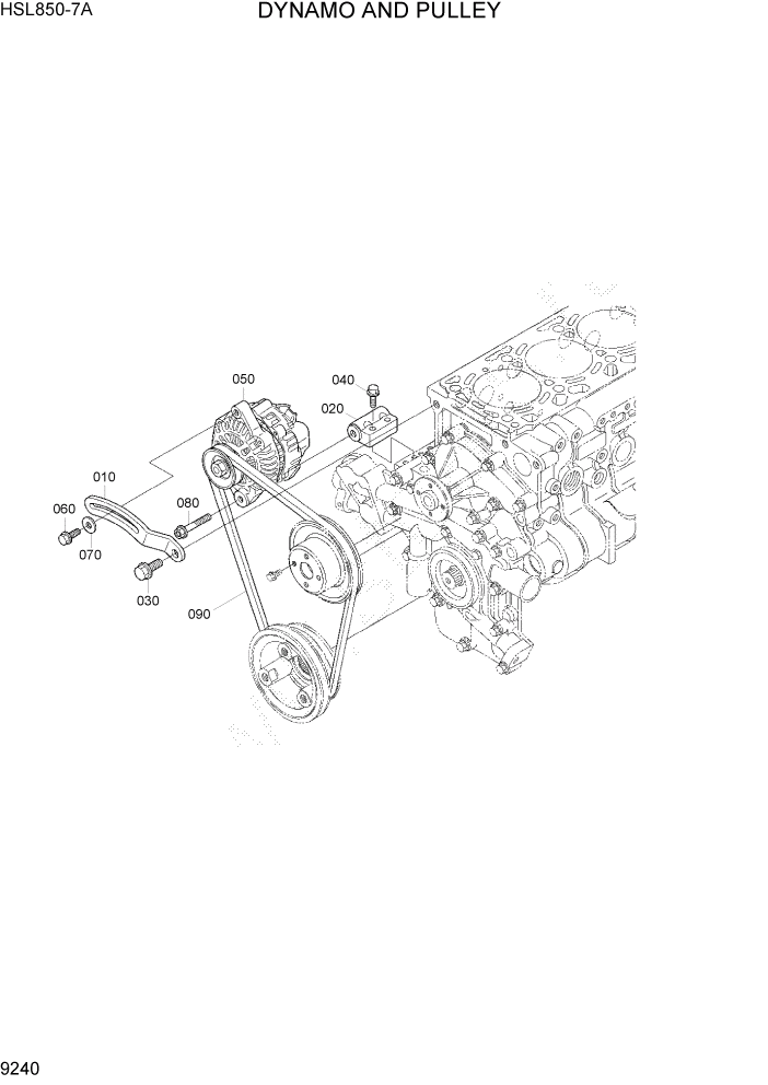Схема запчастей Hyundai HSL850-7A - PAGE 9240 DYNAMO AND PULLEY ДВИГАТЕЛЬ БАЗА