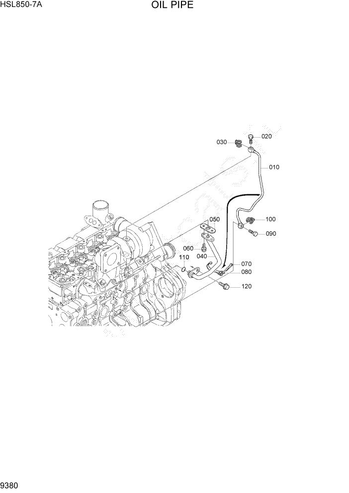 Схема запчастей Hyundai HSL850-7A - PAGE 9380 OIL PIPE ДВИГАТЕЛЬ БАЗА