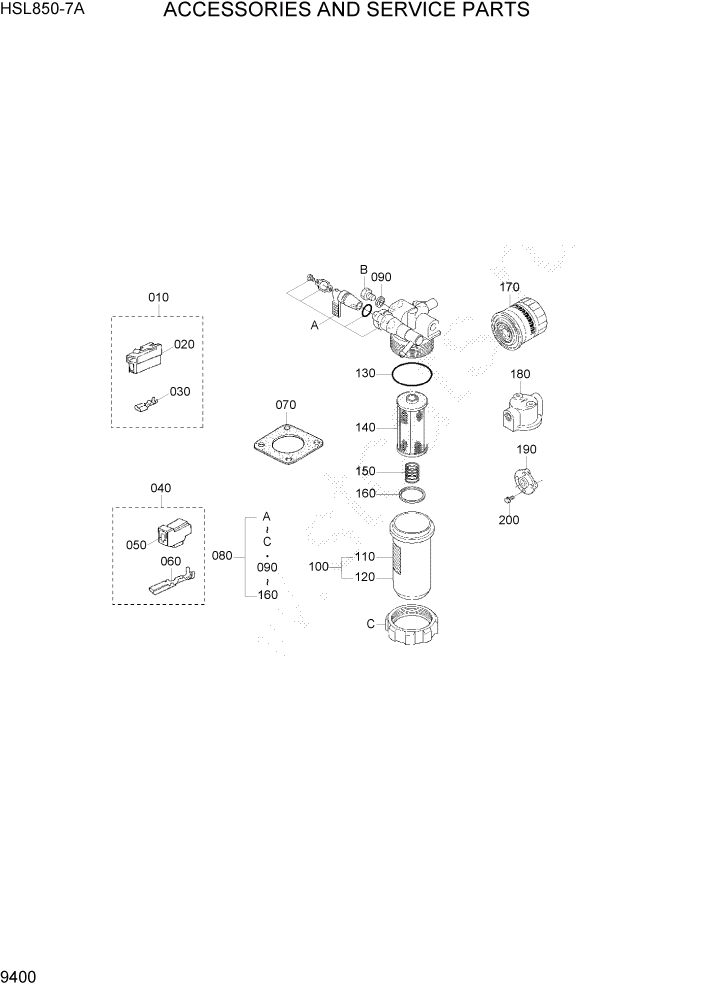 Схема запчастей Hyundai HSL850-7A - PAGE 9400 ACCESSORIES AND SERVICE PARTS ДВИГАТЕЛЬ БАЗА