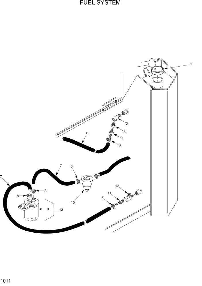 Схема запчастей Hyundai HSL400T - PAGE 1011 FUEL SYSTEM ГЛАВНАЯ РАМА
