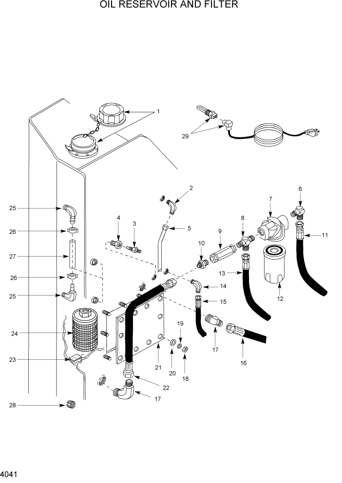 Схема запчастей Hyundai HSL400T - PAGE 4041 OIL RESERVOIR AND FILTER ГИДРАВЛИЧЕСКАЯ СИСТЕМА