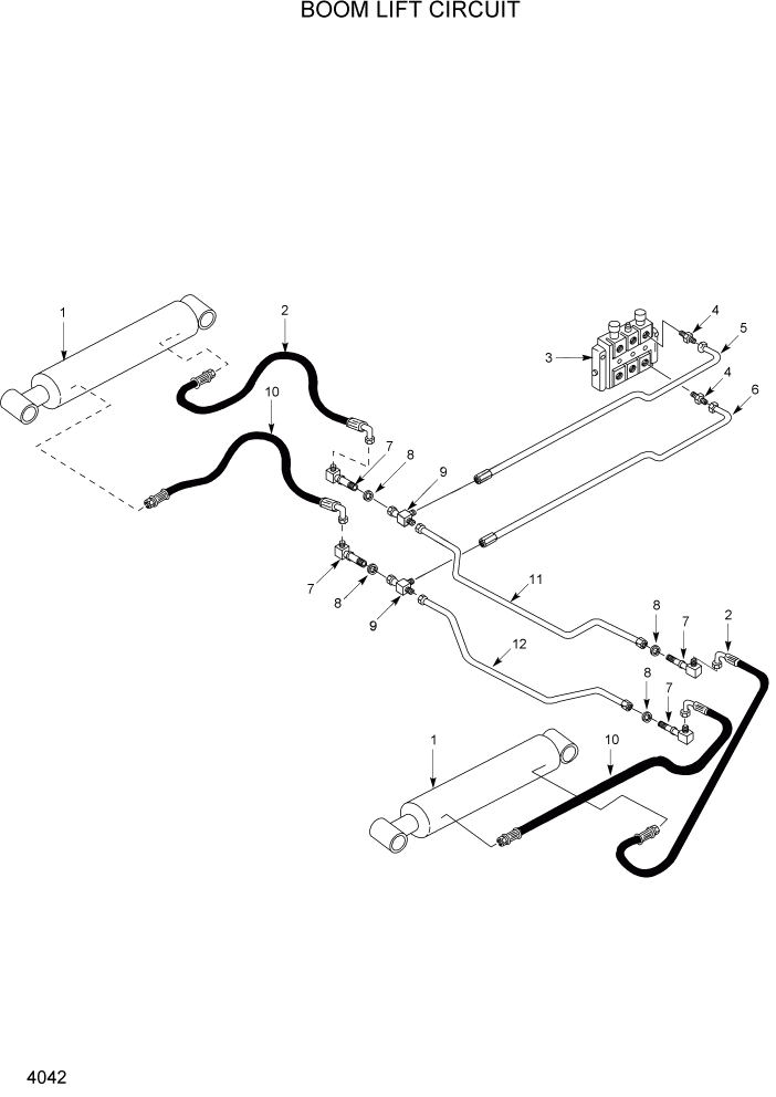 Схема запчастей Hyundai HSL400T - PAGE 4042 BOOM LIFT CIRCUIT ГИДРАВЛИЧЕСКАЯ СИСТЕМА