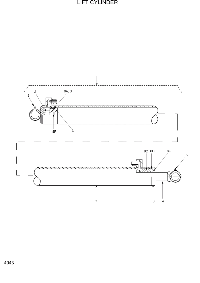 Схема запчастей Hyundai HSL400T - PAGE 4043 LIFT CYLINDER ГИДРАВЛИЧЕСКАЯ СИСТЕМА