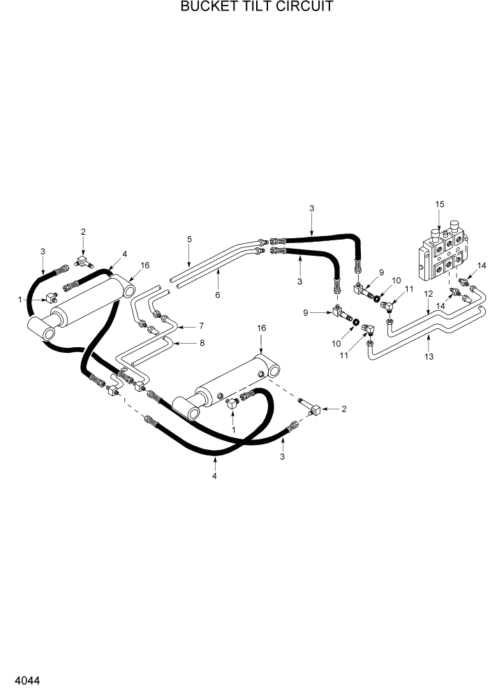 Схема запчастей Hyundai HSL400T - PAGE 4044 BUCKET TILT CIRCUIT ГИДРАВЛИЧЕСКАЯ СИСТЕМА